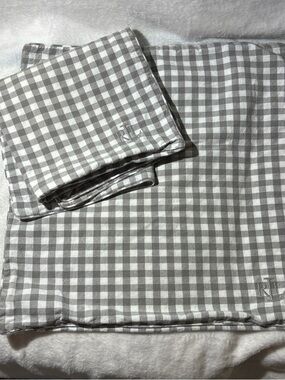 Ralph Lauren Vintage Set Of 4 Throw/sham Pillow cover Gray-white  19x18” Cotton